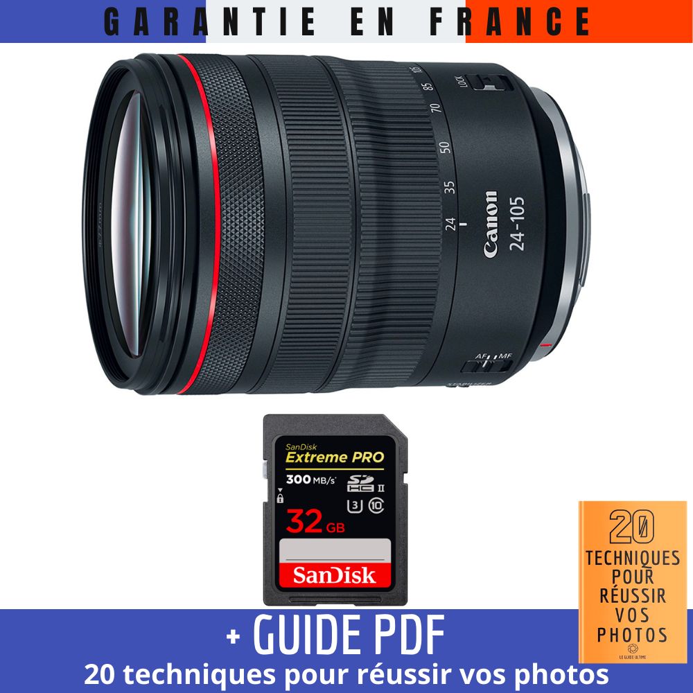 Canon RF 24 105 mm f/ IS USM + 1 SanDisk Extreme PRO UHS II 300 MB/ + Guide PDF '20 TECHNIQUES POUR RÉUSSIR VOS PHOTOS - vue 2