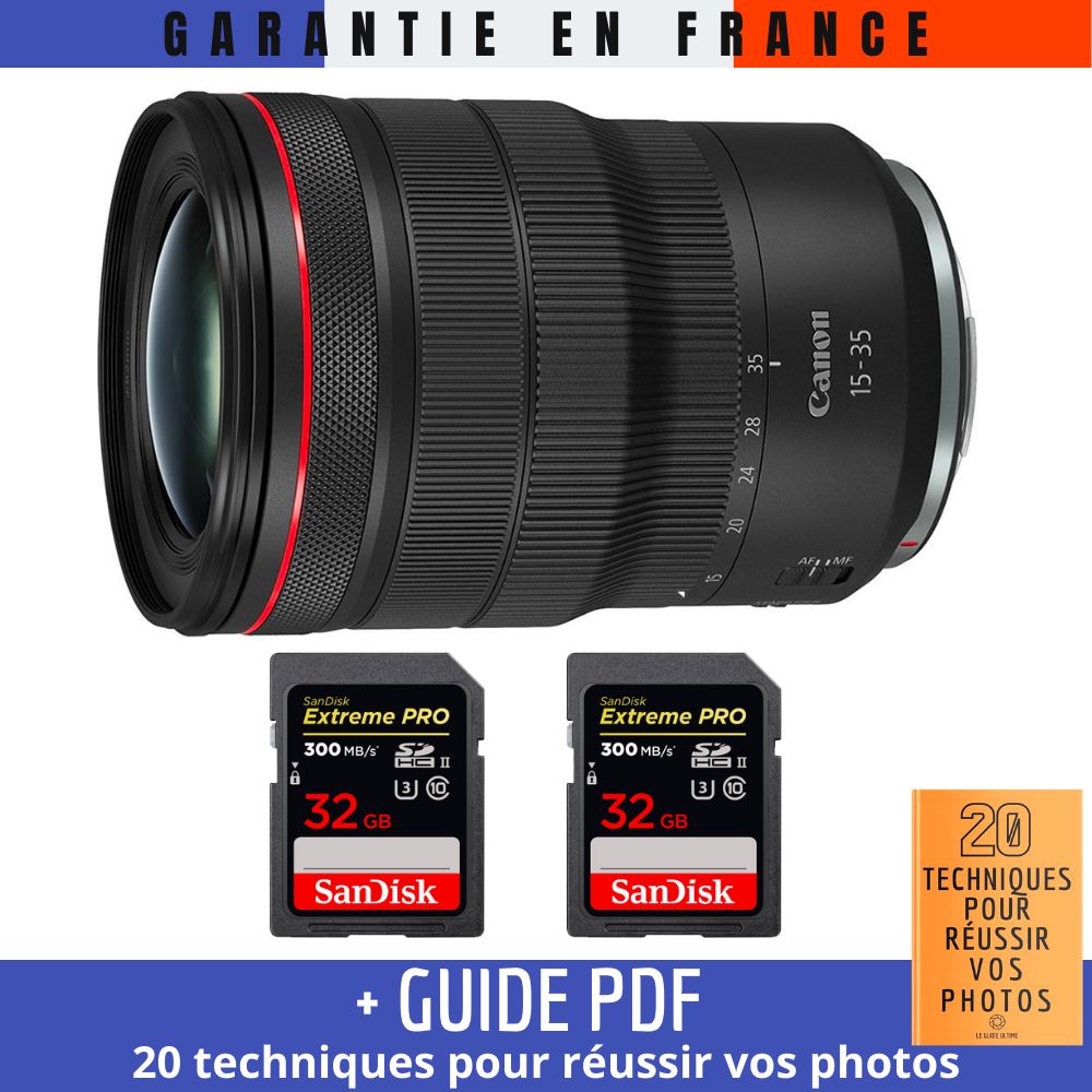 Canon RF 15 35mm f/ IS USM + 2 SanDisk UHS II 300 MB/ + Guide PDF '20 TECHNIQUES POUR RÉUSSIR VOS PHOTOS