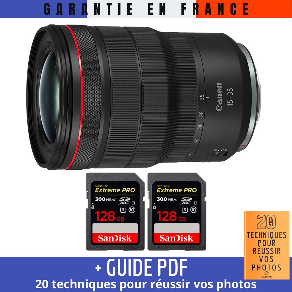 Canon RF 15 35mm f/ IS USM + 2 SanDisk UHS II 300 MB/ + Guide PDF '20 TECHNIQUES POUR RÉUSSIR VOS PHOTOS - vue 3