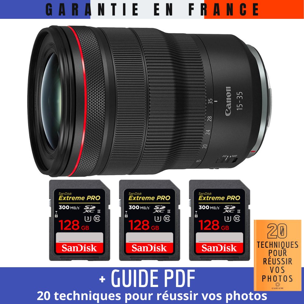 Canon RF 15 35mm f/ IS USM + 3 SanDisk UHS II 300 MB/ + Guide PDF '20 TECHNIQUES POUR RÉUSSIR VOS PHOTOS - vue 3