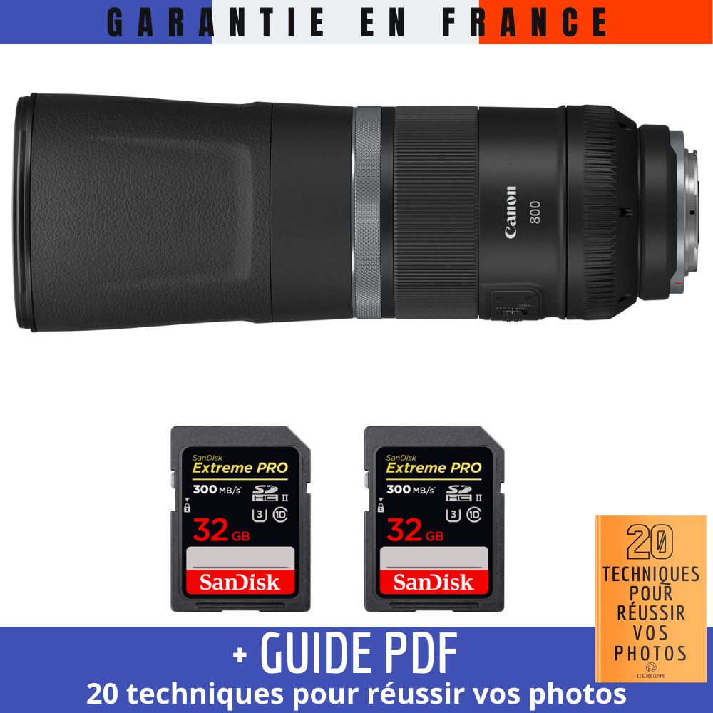 Canon RF 800mm f11 IS STM + 2 SanDisk UHS II 300 MB/ + Guide PDF '20 TECHNIQUES POUR RÉUSSIR VOS PHOTOS - vue 2