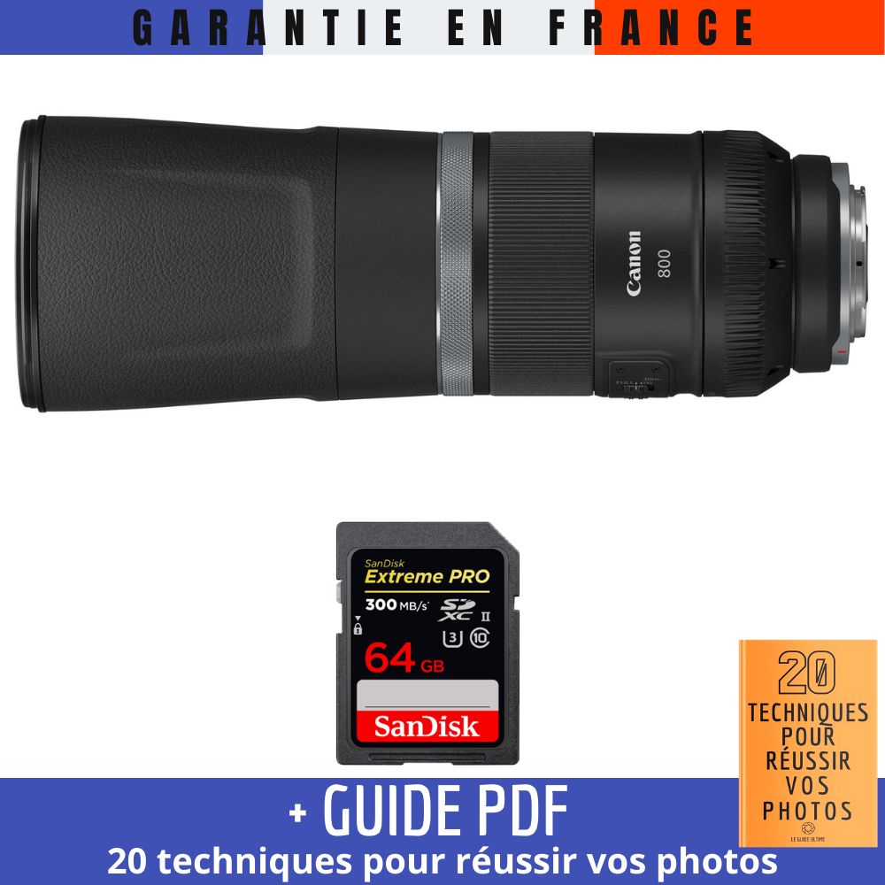 Canon RF 800mm f11 IS STM + 1 SanDisk UHS II 300 MB/ + Guide PDF '20 TECHNIQUES POUR RÉUSSIR VOS PHOTOS