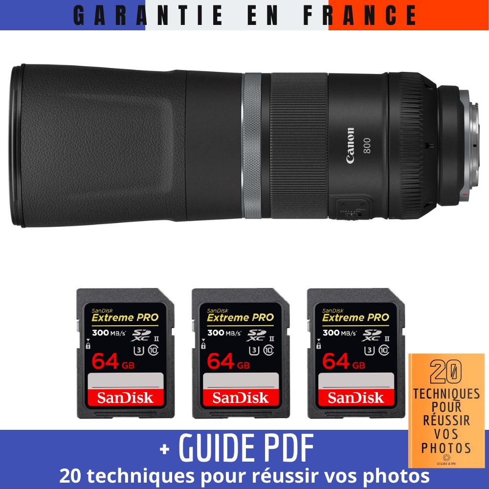 Canon RF 800mm f11 IS STM + 3 SanDisk UHS II 300 MB/ + Guide PDF '20 TECHNIQUES POUR RÉUSSIR VOS PHOTOS - vue 2