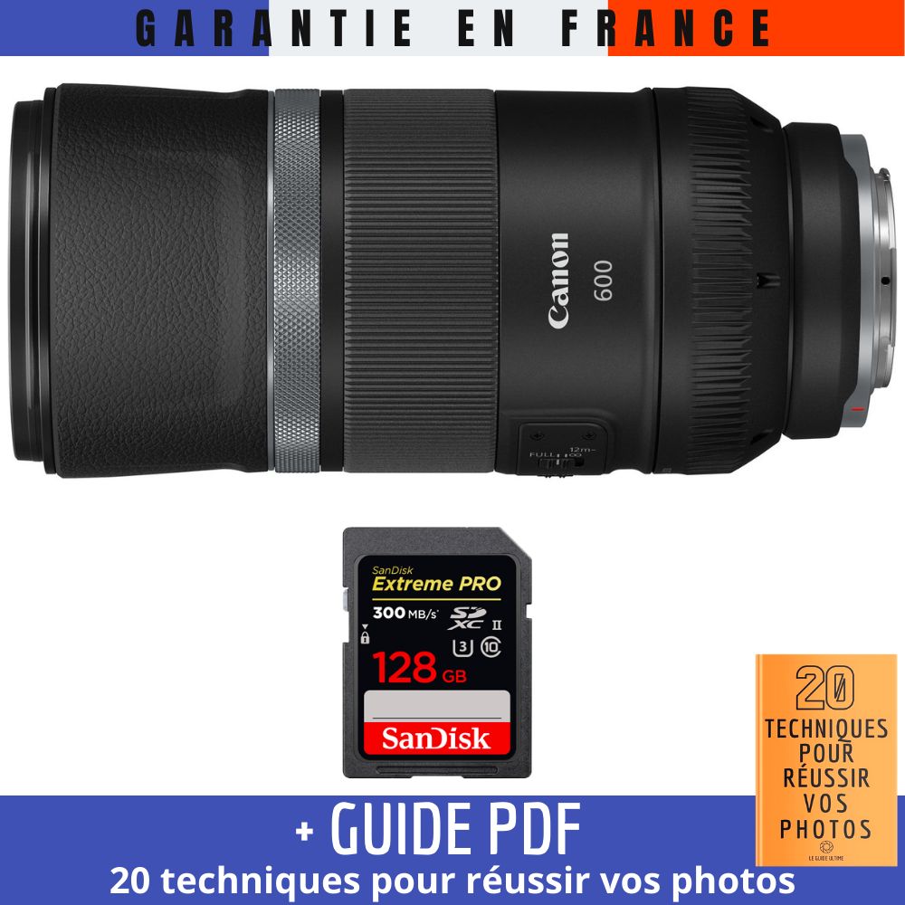 Canon RF 600mm f11 IS STM + 1 SanDisk UHS II 300 MB/ + Guide PDF '20 TECHNIQUES POUR RÉUSSIR VOS PHOTOS
