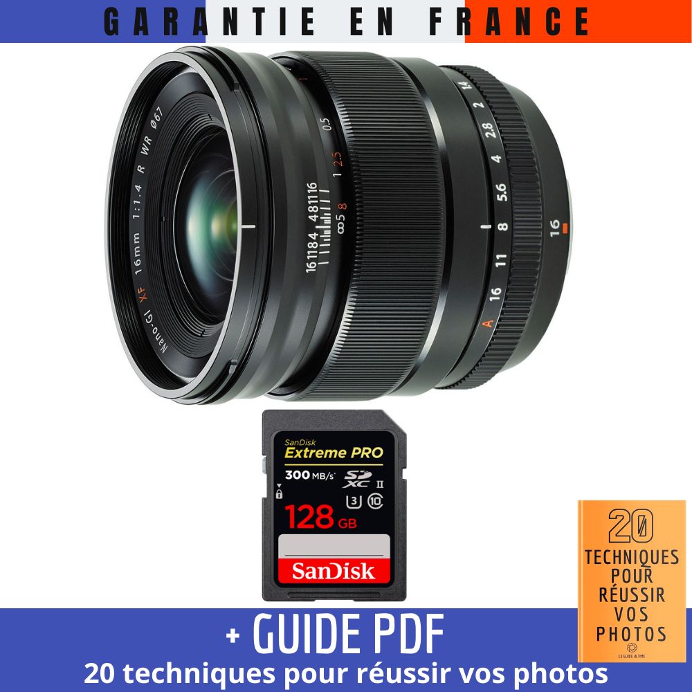Fujifilm XF 16mm f1.4 R WR + 1 SanDisk UHS II 300 MB/ + Guide PDF 20 TECHNIQUES POUR RÉUSSIR VOS PHOTOS - vue 2