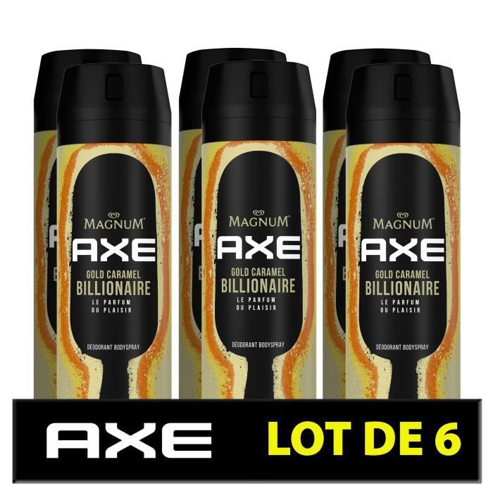 AXE Déodorant Homme Spray Magnum Gold Caramel Billionnaire 48h non stop frais Parfum de caramel gourmand Lot de 6x200ml - vue 8