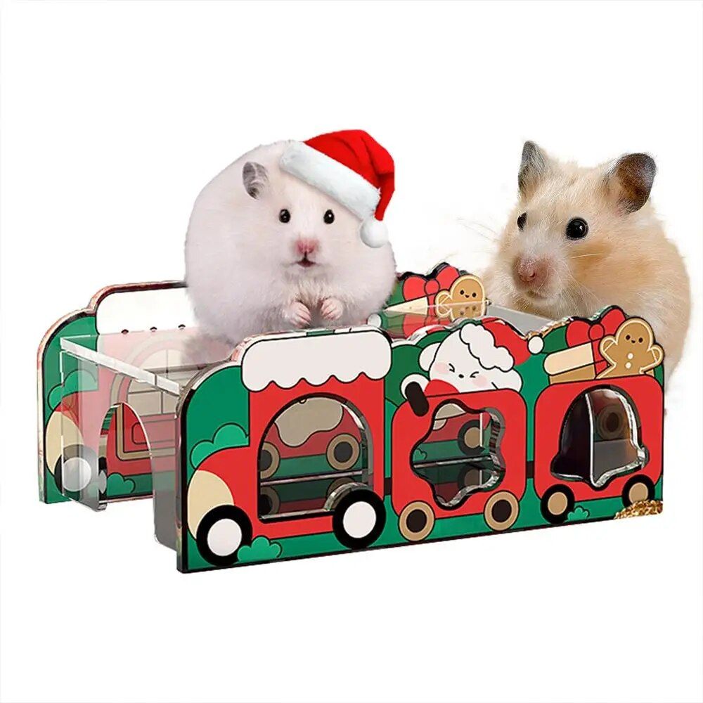 Maison De Furet Transparente En Acrylique Portable,Fournitures Pour Animaux De Compagnie,Cadeau De Noël Pour Furet,Confortable,Masquer Le Hamster,Kasgehog #F