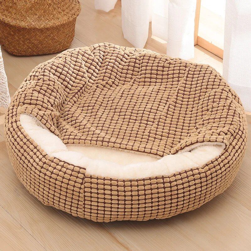 Lit À Capuche Pour Petit Animal De Compagnie,Couverture Confortable,Orthopédique,Rond,Avec Donuts,Pour Chien,Chiot,Chat - Type 50cm #A