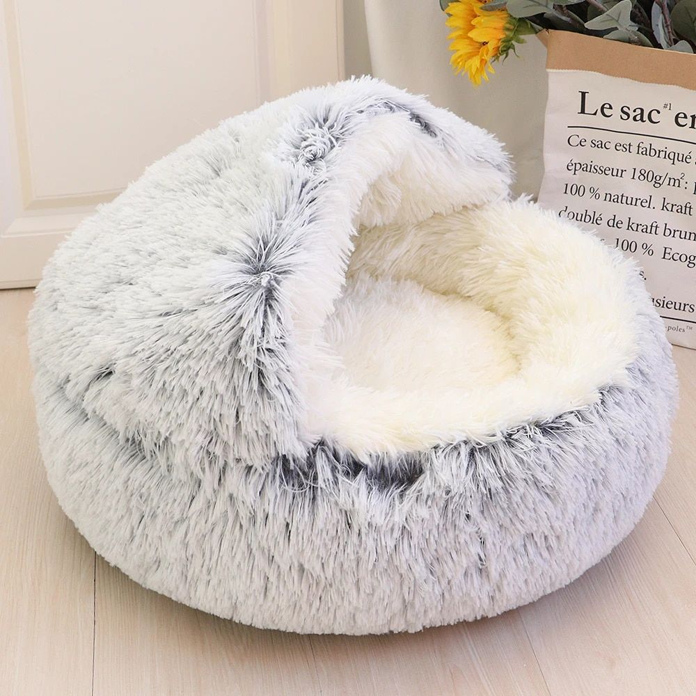 Lit Rond En Peluche Pour Animaux De Compagnie,Panier De Couchage Pour Chaton,Maison Pour Chat,Accent Chaud Pour Petit Chien,Accent Chihuahua,Polymère Long,Diversification - Type Gray-40cm