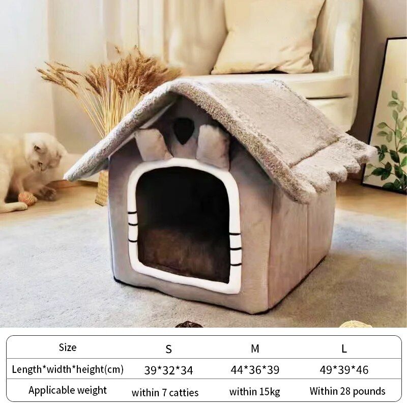 Lit De Couchage Doux Pour Animaux De Compagnie,Sommeil Profond,Tente Fermée Pour Chien Et Chat,Maison D'hiver,Coussin Parfait Pour Chatons,Fournitures De Diversification - Type Gray-S(Within 3.5kg)