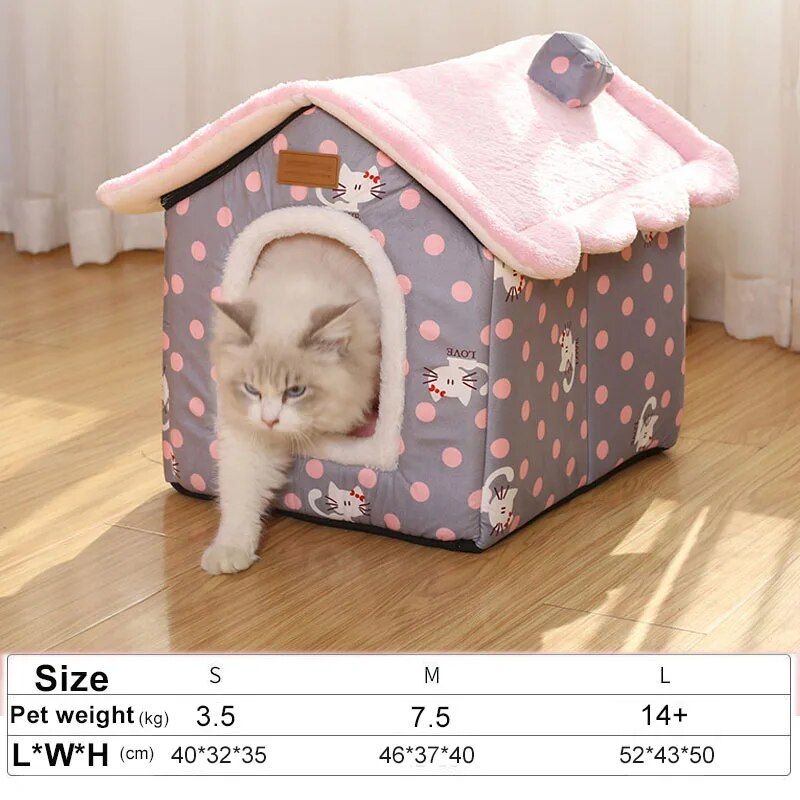 Maison Pliable Pour Chat,Lit Chaud,Grotte Pour Chien,Coussin Amovible,Doux,Lavable,Canapé Pour Chaton,Niche Pour Chiot - Type S #F