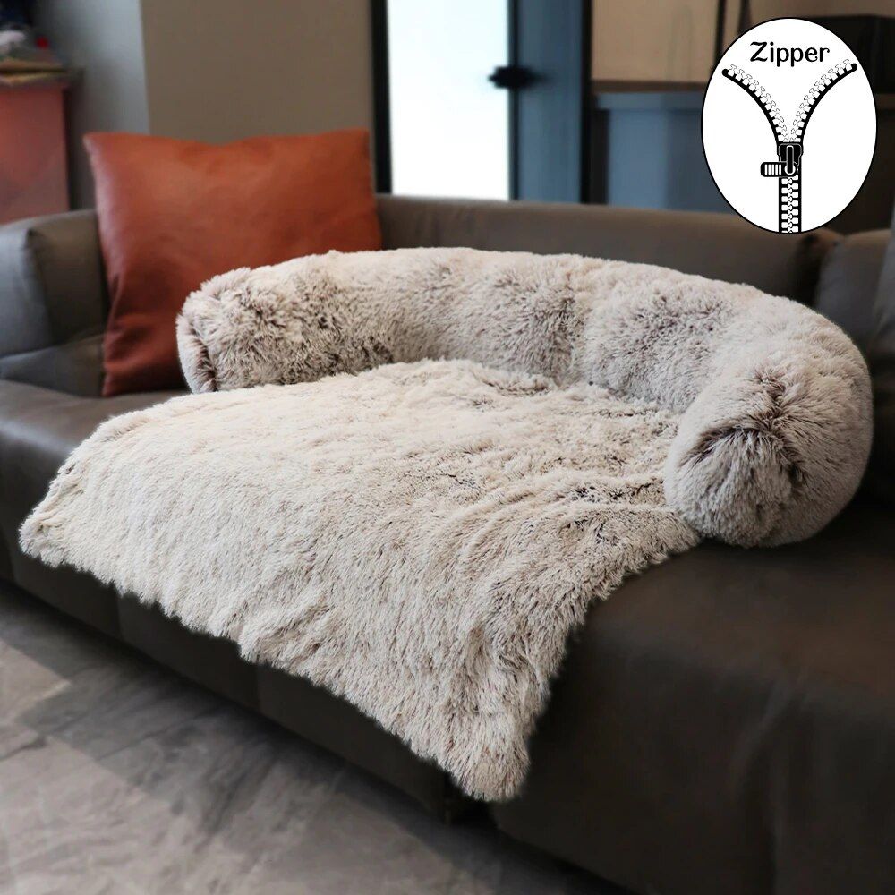 Polymères De Canapé Moelleux Pour Animaux De Compagnie,Coussin En Peluche Longue,Meubles De Maison,Tapis De Protection Pour Petits,Moyens Et Grands Chiens,C - Type 3028 Zipper Coffee-L 130x105x18cm