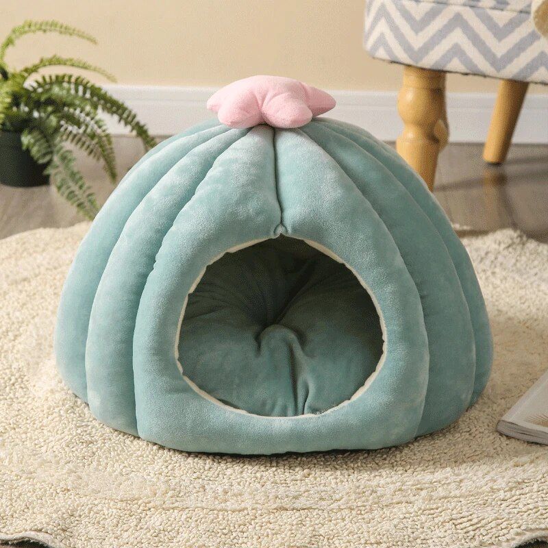 Lit Pour Animal De Compagnie Avec Plantes Quantiques,Panier Pour Chat,Accent Chaud Pour Chaton,Optique De Sommeil Profond,Polymères Pour Animaux De Compagnie,Coussin Lav - Type Light Blue-M 45x45cm