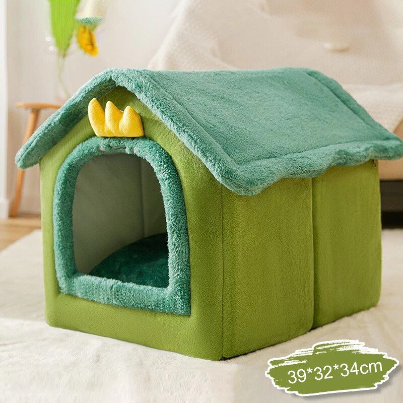 Niche D'hiver Confortable Pour Animaux Domestiques,Niche Douce Pour Chiens Et Chatons,Tente Chaude Amovible Pour Chihuahua - Type Green