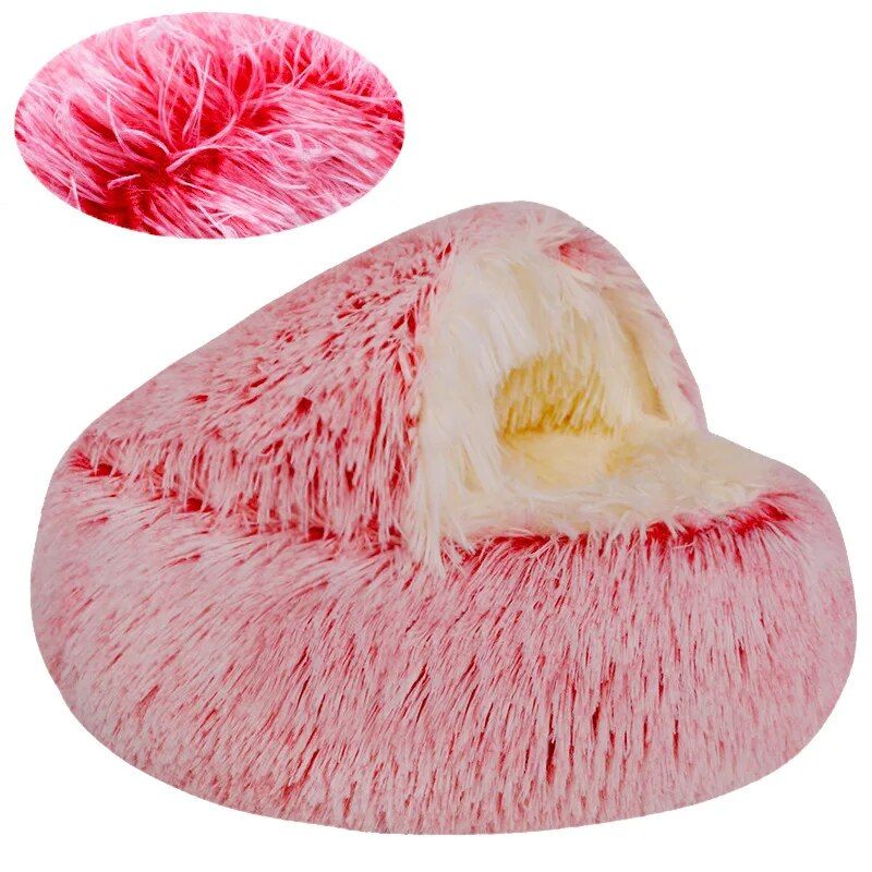 Lit En Peluche Pour Animaux De Compagnie,Long Coussin Rond,Panier Chaud Pour Chat,Sac De Couchage,Niche Pour Petit Chien,Maison - Type Gradient Pink-60cm Up To 8kg