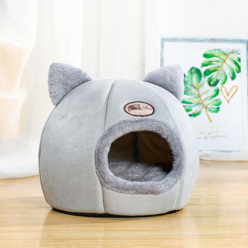 Panier Pour Dormir Profondément En Hiver,Lit Confortable Pour Chat,Panier Pour Petit Chien,Produits Pour Animaux De Compagnie,Tente,Grotte,Nid D'intérieur - Type Gris Clair-M 33x33x35cm