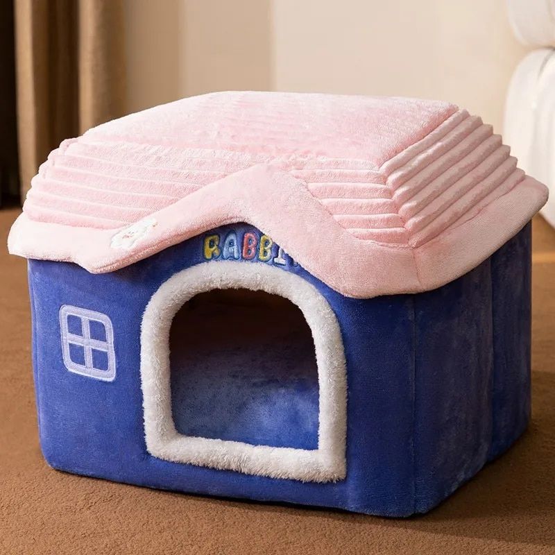 Lit Doux Pour Animaux De Compagnie,Sommeil Profond,Maison D'hiver Pour Chien Et Chat,Coussin Parfait,Tente Fermée Pour Chatons Et Chiots,Fournitures Cama Gato - Type Blue Castle-Within 7kg