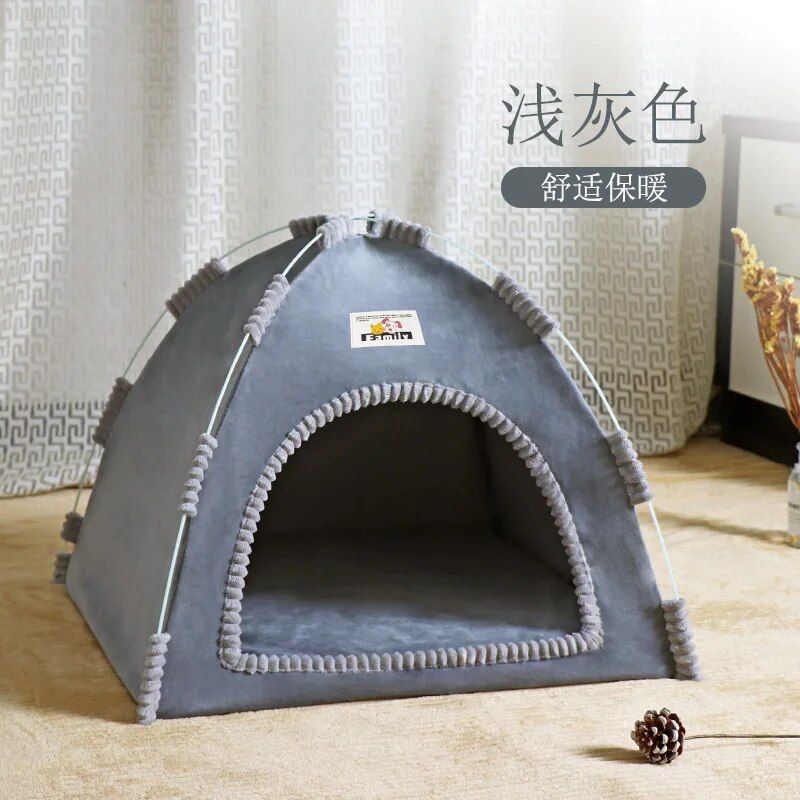 Tente De Diversification Pour Animaux De Compagnie,Cabane Pour Chat,Maison De Sommeil Pour Chaton,Parc Pour Chiot,Panier Pour Chat,Chenil Pour Petit Chien,Lit Pour C - Type Winter-Grey-S-36x36x28cm #A