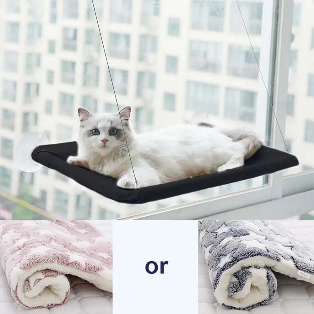 Hamac Confortable Pour Animal De Compagnie,Lit Pour Chat Mignon,Lit Pour Animal De Compagnie,Support De Siège De Fenêtre Ensoleillé,Lits D'étagère Pour Chat,20kg - Type F-With Pink Mat