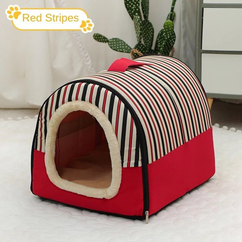 Niche D'intérieur Fermée En Peluche Douce Pour Animaux De Compagnie Avec Coussin Parfait,Panier De Couchage Chaud,Lit Pour Chien,Tente Pour Chien,Accessoire De Voyage - Type M #K