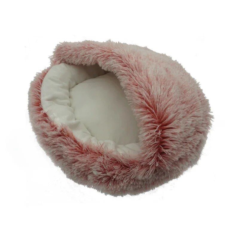 Lit Rond 2 En 1 En Peluche Pour Animaux De Compagnie,Sac De Couchage Chaud,Accent De Coussin De Canapé,Maison Pour Petits Chiens Et Chats,Chaton,Hiver - Type Pink-35cm