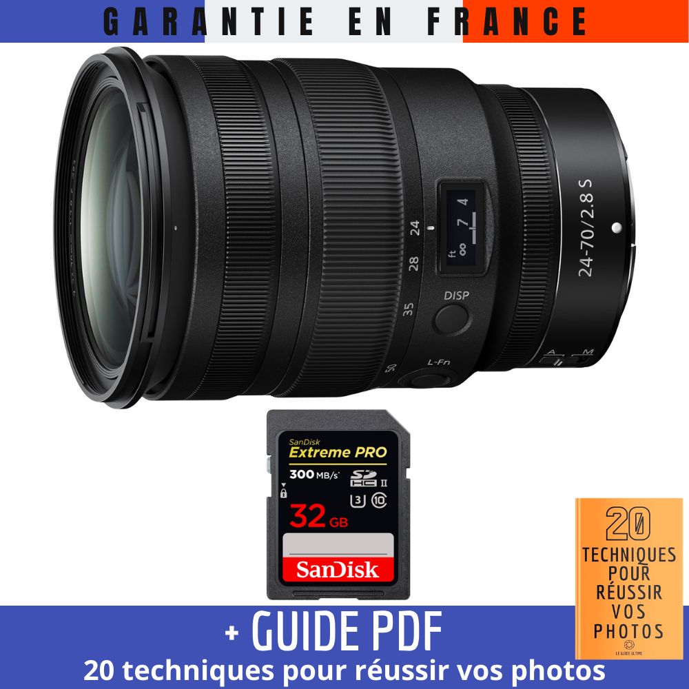 Nikon Z 24 70mm f2.8 + 1 SanDisk UHS II 300 MB/ + Guide PDF 20 TECHNIQUES POUR RÉUSSIR VOS PHOTOS