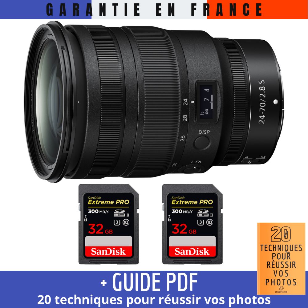 Nikon Z 24 70mm f2.8 + 2 SanDisk UHS II 300 MB/ + Guide PDF 20 TECHNIQUES POUR RÉUSSIR VOS PHOTOS