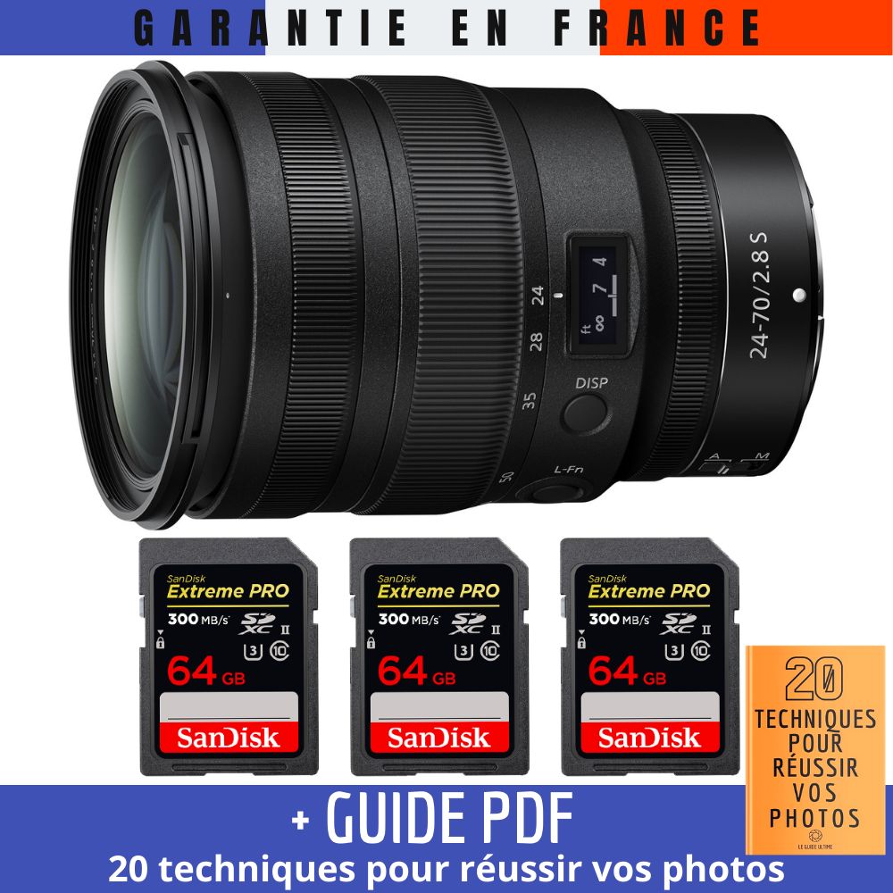 Nikon Z 24 70mm f2.8 + 3 SanDisk UHS II 300 MB/ + Guide PDF 20 TECHNIQUES POUR RÉUSSIR VOS PHOTOS