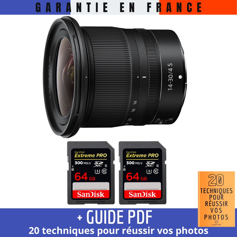 Nikon Z 14 30mm f4 + 2 SanDisk UHS II 300 MB/ + Guide PDF 20 TECHNIQUES POUR RÉUSSIR VOS PHOTOS