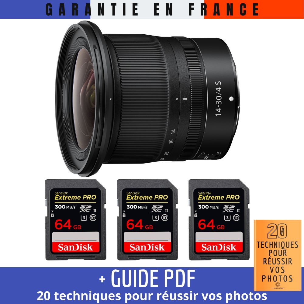 Nikon Z 14 30mm f4 + 3 SanDisk UHS II 300 MB/ + Guide PDF 20 TECHNIQUES POUR RÉUSSIR VOS PHOTOS