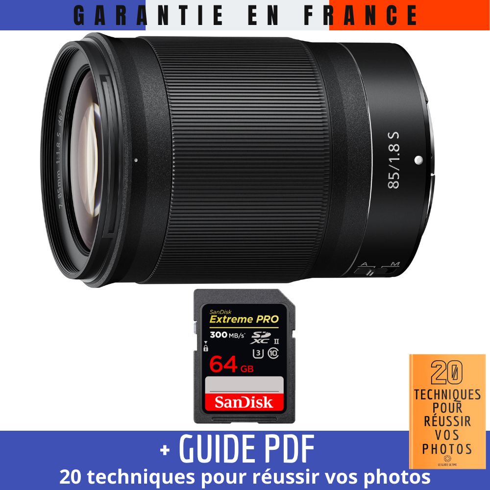 Nikon Z 85mm f1.8 + 1 SanDisk UHS II 300 MB/ + Guide PDF 20 TECHNIQUES POUR RÉUSSIR VOS PHOTOS - vue 2