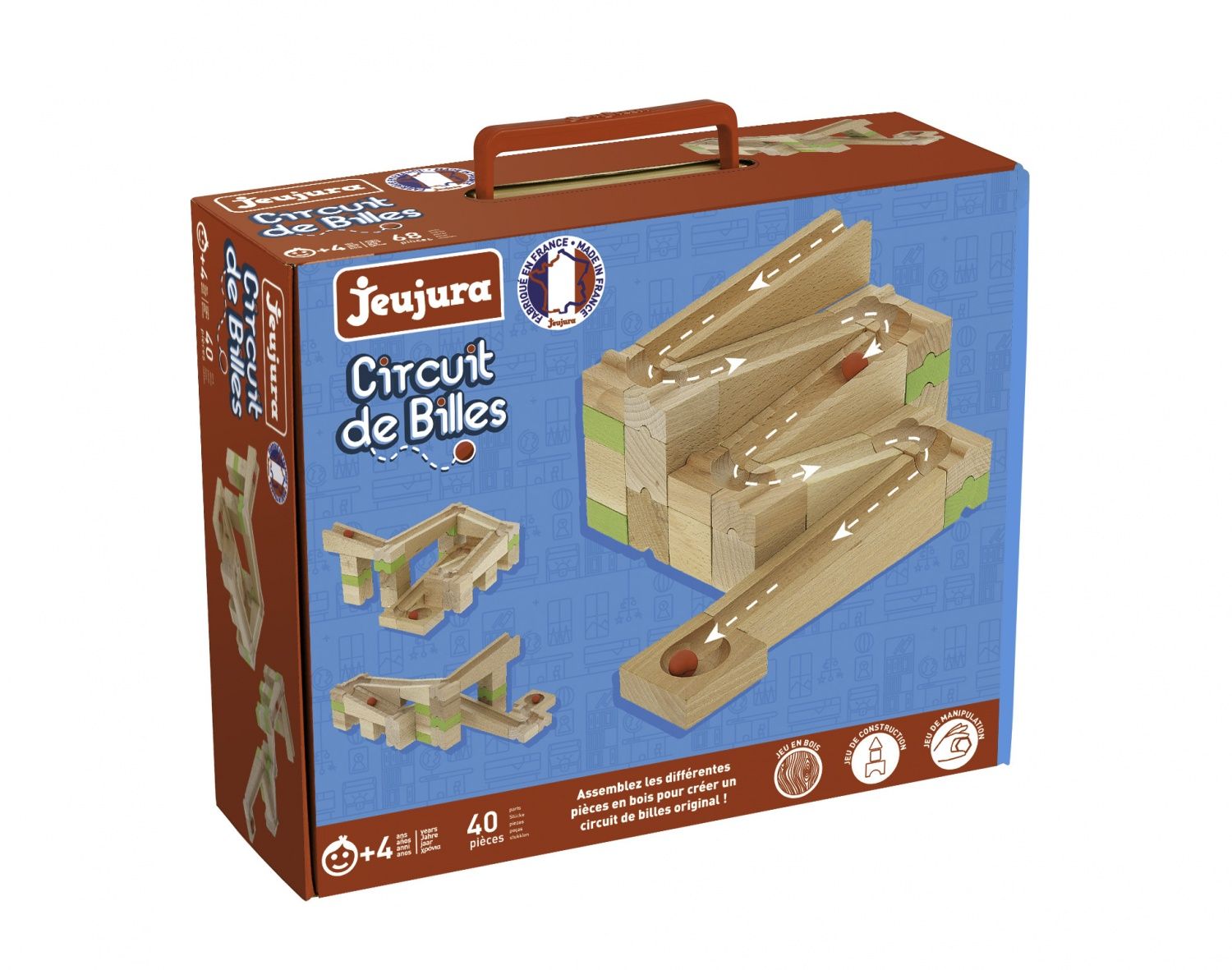 Jeujura Circuit de Billes en Bois 40 Pièces pour Enfants Neuf - vue 4