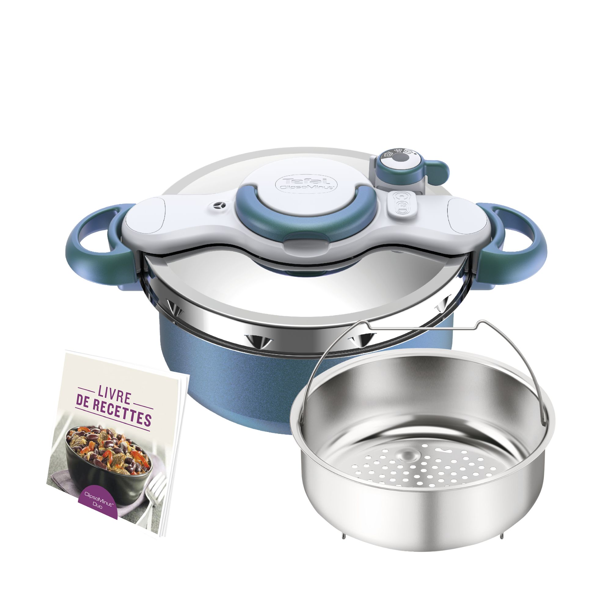 Seb P4705100 Clipsominut' Duo 5l Cocotte-Minute Bleu Boréal