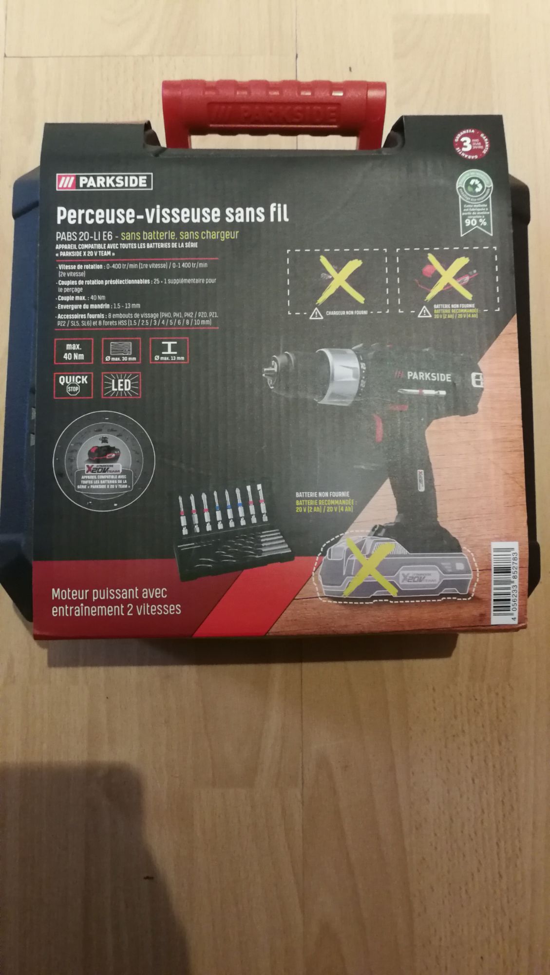 Parkside Perceuse visseuse sans fil PABS 20 Li X20V