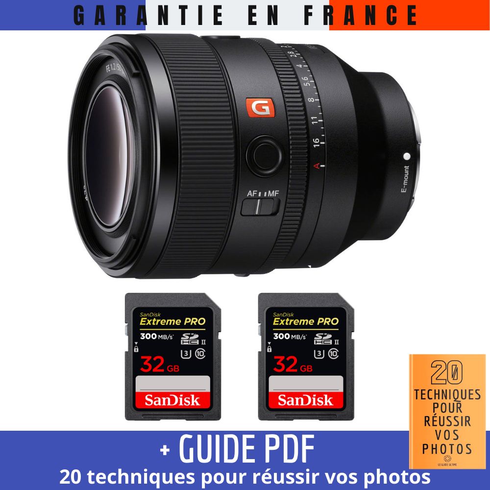 Sony FE 50mm f1.2 GM + 2 SanDisk Extreme PRO UHS II SDXC 300 MB/ + Guide PDF 20 TECHNIQUES POUR RÉUSSIR VOS PHOTOS