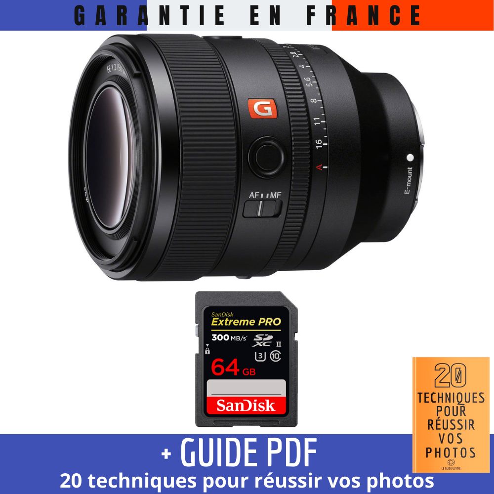 Sony FE 50mm f1.2 GM + 1 SanDisk Extreme PRO UHS II SDXC 300 MB/ + Guide PDF 20 TECHNIQUES POUR RÉUSSIR VOS PHOTOS