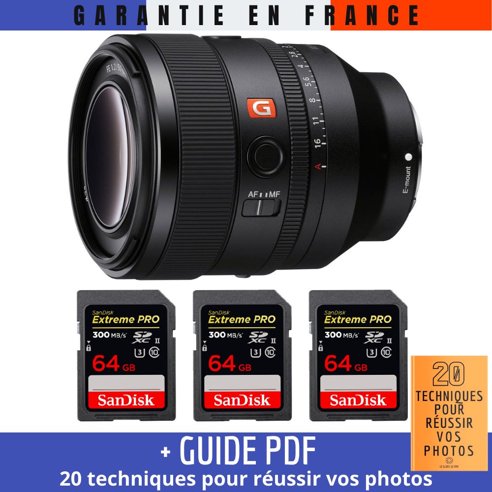 Sony FE 50mm f1.2 GM + 3 SanDisk Extreme PRO UHS II SDXC 300 MB/ + Guide PDF 20 TECHNIQUES POUR RÉUSSIR VOS PHOTOS - vue 3