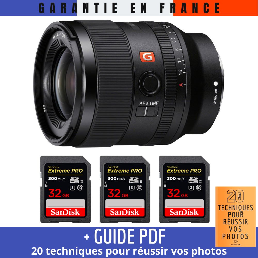 Sony FE 35mm f1.4 GM + 3 SanDisk Extreme PRO UHS II SDXC 300 MB/ + Guide PDF 20 TECHNIQUES POUR RÉUSSIR VOS PHOTOS