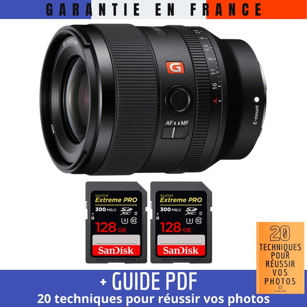 Sony FE 35mm f1.4 GM + 2 SanDisk Extreme PRO UHS II SDXC 300 MB/ + Guide PDF 20 TECHNIQUES POUR RÉUSSIR VOS PHOTOS