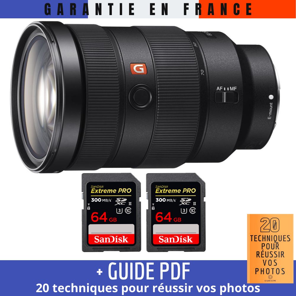 Sony FE 24 70mm f2.8 GM + 2 SanDisk Extreme PRO UHS II SDXC 300 MB/ + Guide PDF 20 TECHNIQUES POUR RÉUSSIR VOS PHOTOS
