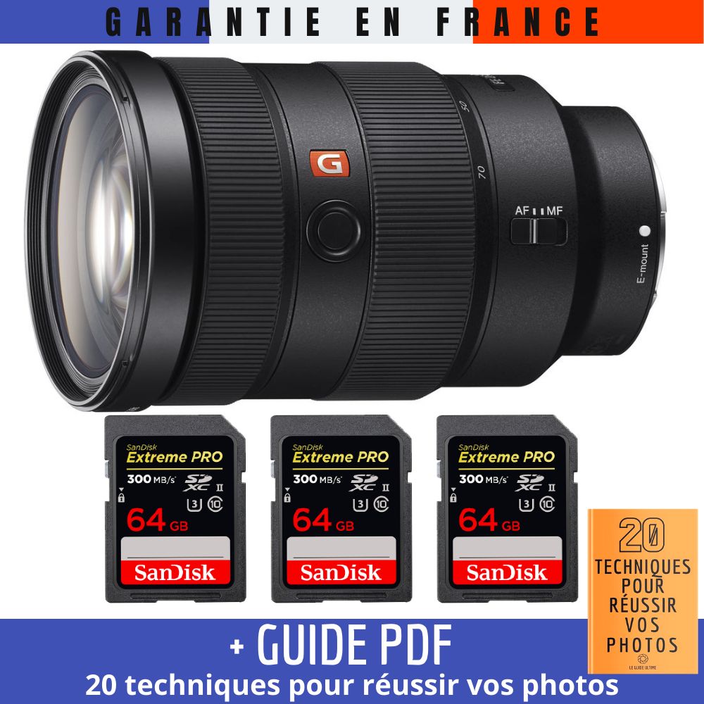 Sony FE 24 70mm f2.8 GM + 3 SanDisk Extreme PRO UHS II SDXC 300 MB/ + Guide PDF 20 TECHNIQUES POUR RÉUSSIR VOS PHOTOS - vue 2
