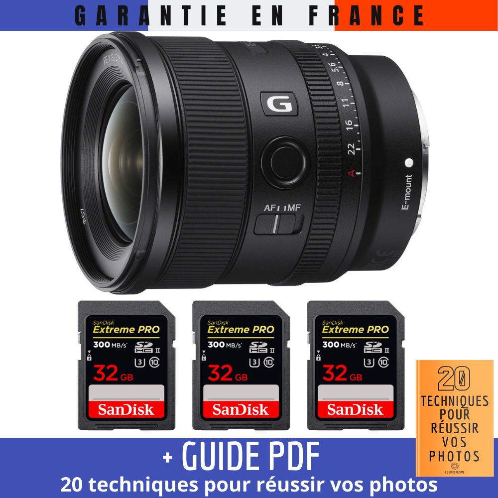 Sony FE 20mm f1.8 G + 3 SanDisk Extreme PRO UHS II SDXC 300 MB/ + Guide PDF 20 TECHNIQUES POUR RÉUSSIR VOS PHOTOS - vue 2