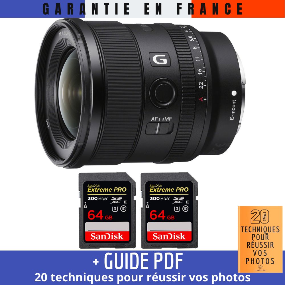 Sony FE 20mm f1.8 G + 2 SanDisk Extreme PRO UHS II SDXC 300 MB/ + Guide PDF 20 TECHNIQUES POUR RÉUSSIR VOS PHOTOS - vue 3