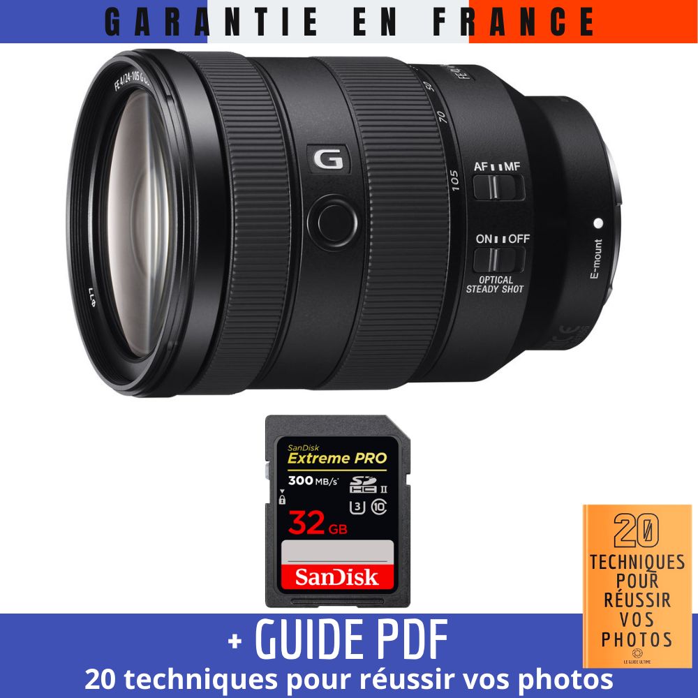 Sony FE 24 105mm f4 G OSS + 1 SanDisk Extreme PRO UHS II SDXC 300 MB/ + Guide PDF 20 TECHNIQUES POUR RÉUSSIR VOS PHOTOS