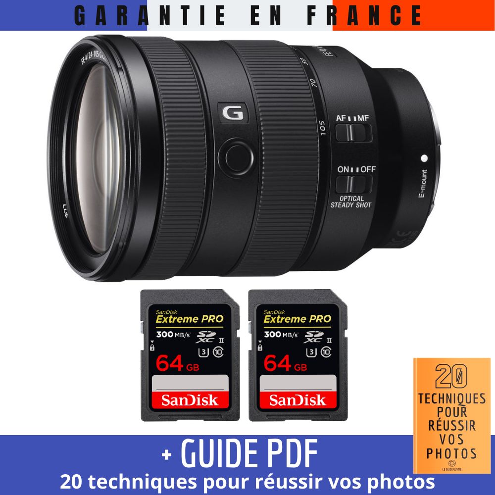 Sony FE 24 105mm f4 G OSS + 2 SanDisk Extreme PRO UHS II SDXC 300 MB/ + Guide PDF 20 TECHNIQUES POUR RÉUSSIR VOS PHOTOS - vue 2