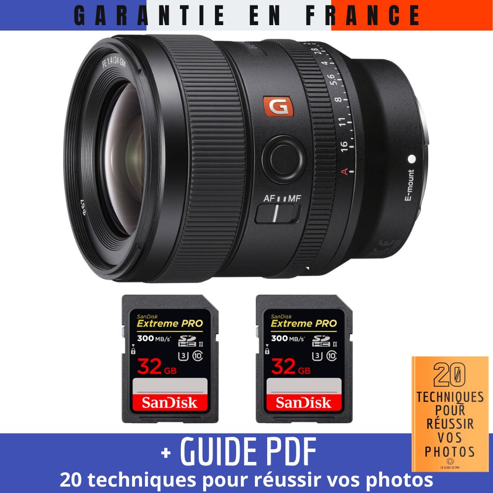 Sony FE 24mm f1.4 GM + 2 SanDisk UHS II 300 MB/ + Guide PDF 20 TECHNIQUES POUR RÉUSSIR VOS PHOTOS