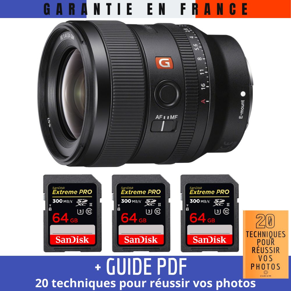 Sony FE 24mm f1.4 GM + 3 SanDisk UHS II 300 MB/ + Guide PDF 20 TECHNIQUES POUR RÉUSSIR VOS PHOTOS