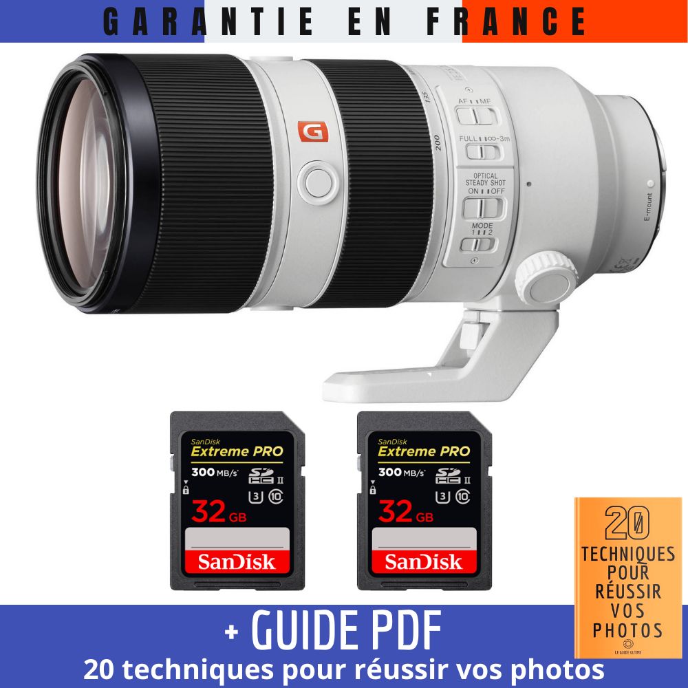 Sony FE 70 200mm f2.8 GM OSS + 2 SanDisk UHS II 300 MB/ + Guide PDF 20 TECHNIQUES POUR RÉUSSIR VOS PHOTOS