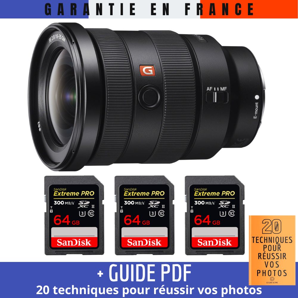 Sony FE 16 35mm f2.8 GM + 3 SanDisk UHS II 300 MB/ + Guide PDF 20 TECHNIQUES POUR RÉUSSIR VOS PHOTOS