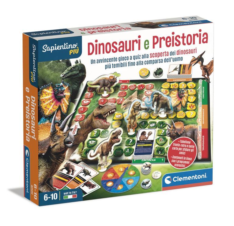 Clementoni Sapientino Préhistoire éducative Table Enfants Jeu Quiz sur les Dinosaures Made in Italy Couleur italienne 16599